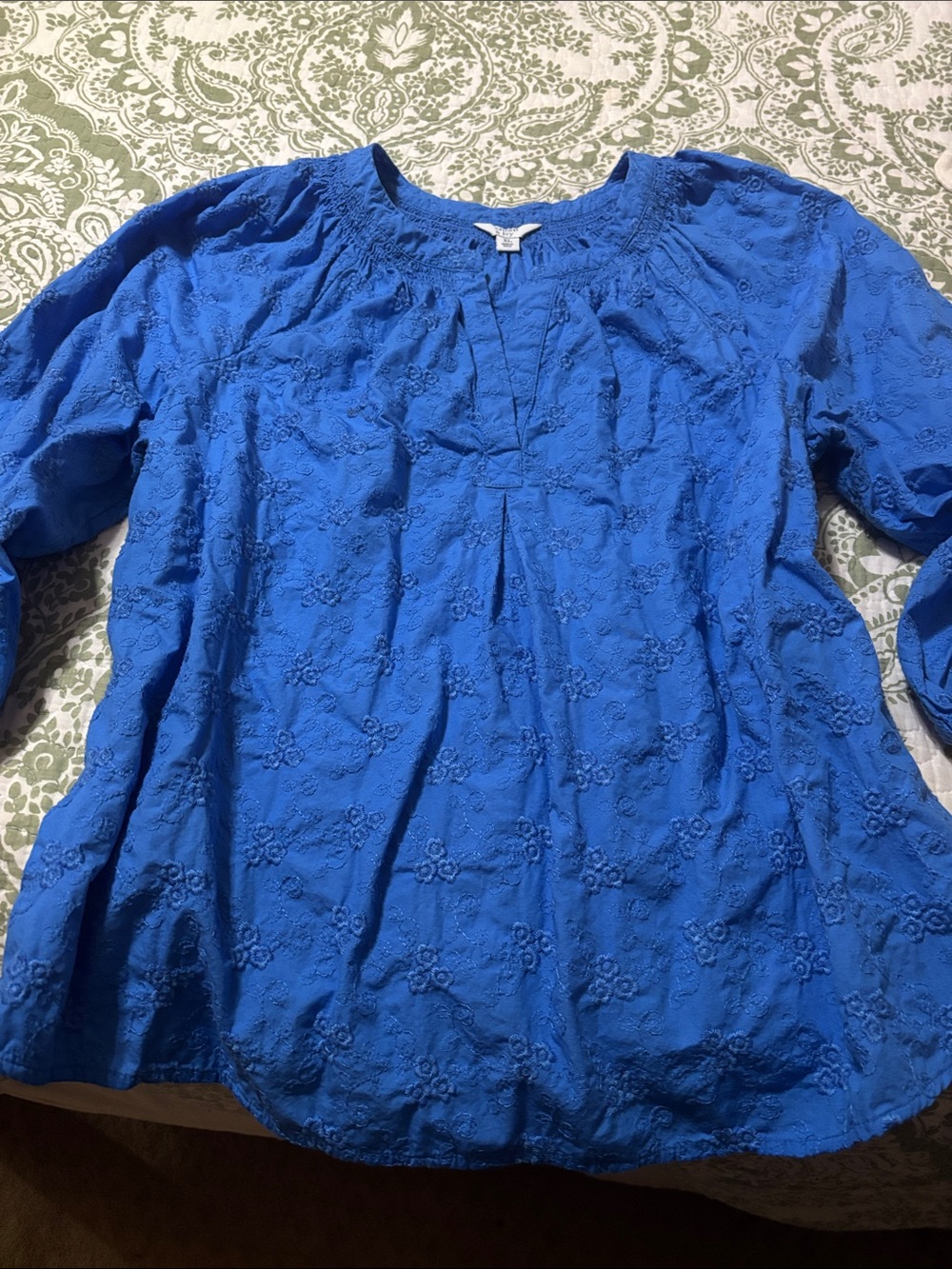 crown & ivy Royal Blue Embroidered Tunic Top